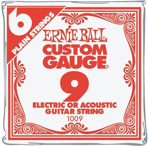 Ernie Ball Nickel Plain Single Guitar String .009 6-Pack