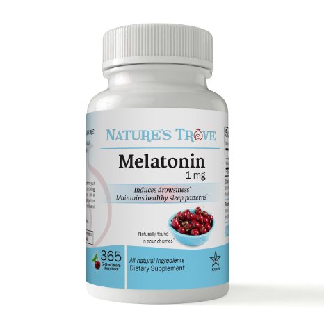 Melatonin 1mg by Nature's Trove - 365 EZ-Chew Cherry Tablets Cherry Flavor