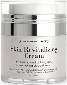 Skin Revitalizing Cream - Glycolic Acid Moisturizer 10% Naturally Exfoliates, Improves Elasticity, Visibly Reduces Wrinkles and Deeply Moisturizes - Allantoin, AHA, Hydrolyzed Collagen