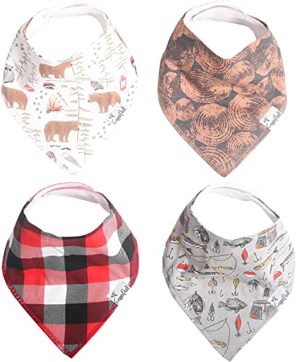 Baby Bandana Drool Bibs for Drooling and Teething 4 Pack Gift Set “Lumberjack” by Copper Pearl