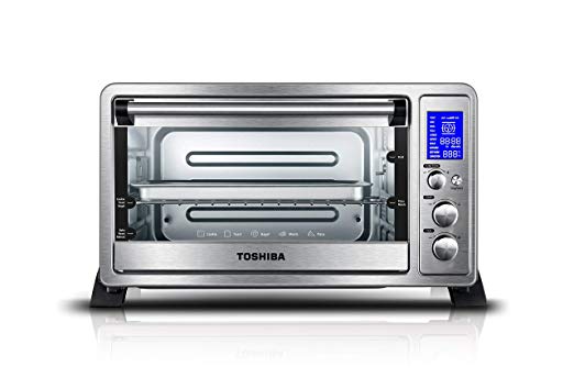 Toshiba AC25CEW-SS Digital Oven with Convection/Toast/Bake/Broil Function, 6-Slice Bread/12-Inch Pizza, Stainless Steel (Certified Refurbished)