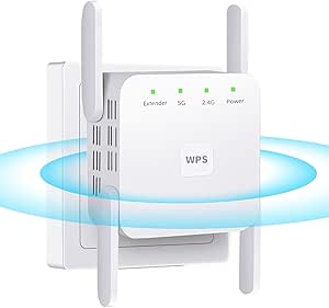 WiFi Extender, 5G 1200Mbps Dual Band WiFi Extenders Signal Booster for Home, Device Servers WiFi Booster Covers Up to 7000 Sq.ft and 20 Devices