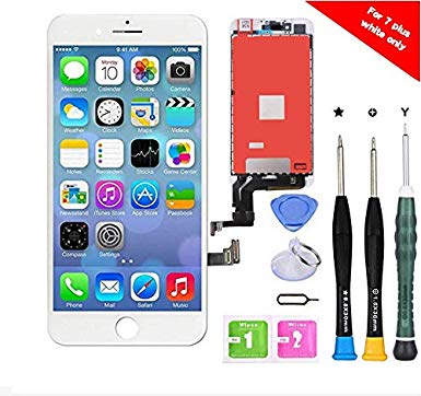 Premium Screen Replacement Compatible with iPhone 7 Plus 5.5 inch Full Assembly -LCD Touch Digitizer Display Glass Assembly with Tools, Fit Compatible with iPhone 7 Plus (White)