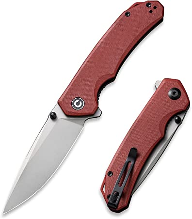 CIVIVI Brazen Folding Pocket Knife,3.5-Inch 14C28N Blade,Outdoor Camping Hiking Knife with Thumb Stud and Flipper opener, G-10 Handle Tool for EDC C2102B (Burgundy)