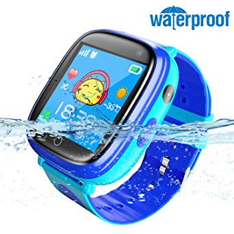 Smart Watch for Kids Waterproof Smartwatch with GPS Tracker Function -IP67 Waterproof- SOS Alarm Clock Flashlight Camera with Phone Christmas Birthday Gift for Children