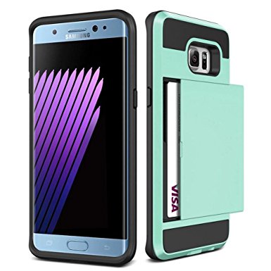 For Galaxy S6 Edge   Plus Case,JOBSS [Card Pocket] Shockproof Dual Protective Shell Rubber Bumper with Card Holder Slot Wallet Case Cover Shell For Samsung Galaxy S6 Edge Plus G928 G9287[Mint green]