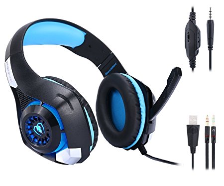 Beexcellent PS4 Gaming Headset with Microphone for PlayStation 4, Xbox one,PC-Blue