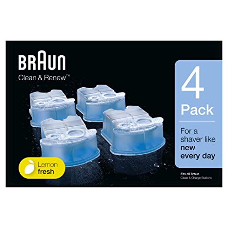 Braun Clean and Renew 4 Pack, Cartridge, Refill, Replacement Cleaner, Cleaning Solution