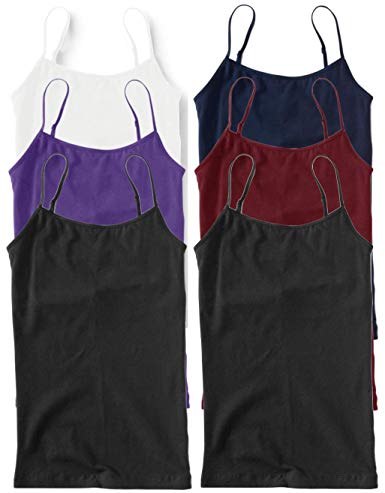 Unique Styles 6 Pack Camisole for Women Tank Top Adjustable Spaghetti Strap