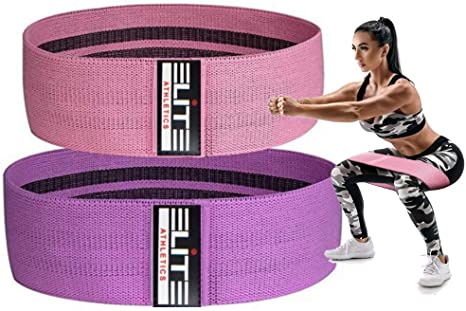 Elite Athletics Booty Hip Resistance Band Set- Fabric Resistance Bands for Legs and Butt, Wide Booty Bands with Anti Slip Elastic and Carry Bag