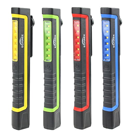 ECAREE WLF4000100 6 SMD LED & 1 Super Bright White LED Magnetic Pocket Light Set, Pen Light, Garage - 1 Blue   1 Green   1 Red   1 Yellow