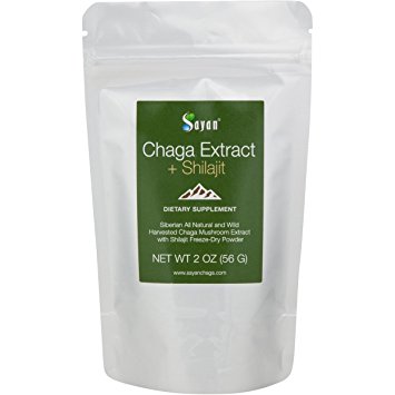 Siberian Chaga Mushroom Extract with Shilajit Powder 2 oz Freeze Dried Pure, Potent, Powerful and Fresh. Antioxidant with Fulvic Acid Dietary Supplement. 2 Month Supply