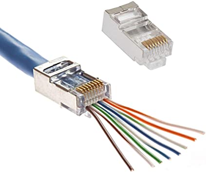 Delcast 100pcs CAT6 Shielded EZ RJ45 Pass Through Modular Plug Cable Connector End 8P8C