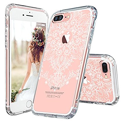 iPhone 7 Plus Case, iPhone 7 Plus Clear Case, MOSNOVO White Henna Floral Clear Design Transparent Plastic Hard with TPU Bumper Protective Back Phone Case Cover for Apple iPhone 7 Plus (5.5 Inch)