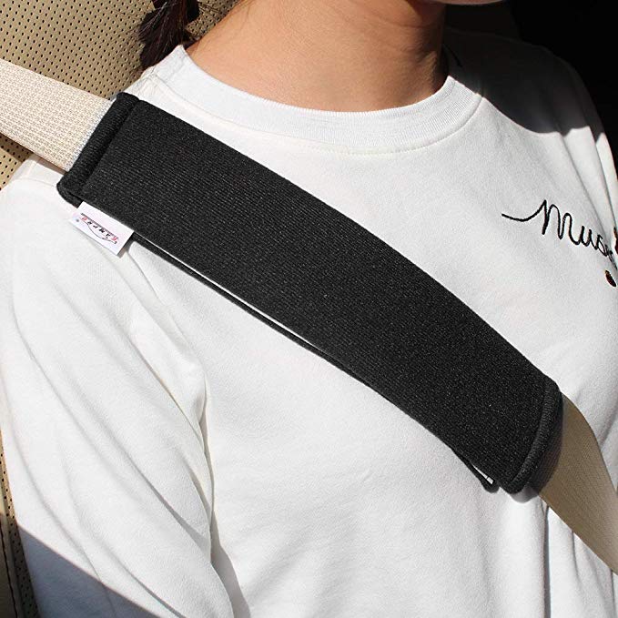 GAMPRO Car Seat Belt Pad Cover kit, 4-Pack Black Cotton Soft Car Safety Seat Belt Strap Shoulder Pad for Adults and Children,Useful Shoulder Suitable for Backpack,Shoulder Bag Cover(BLACK-4Pcs)