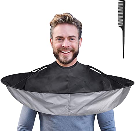 Lictin Hair Cloak Cape Black - Haircut Cape Umbrella Waterproof Hair Cloak Barber Cape Foldable Hairdressing Umbrella Cape Apron with 1PCS Black Comb, for Adults and Kids Salon and Home Use