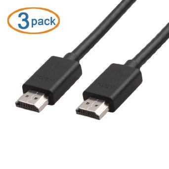 Sundix 3 Pack 6ft (2 Meter) High-Speed Male to Male HDMI Cables Support Ethernet, 3D & Audio Return Channel and Well Compatible with HD TV, PS3, Xbox and More (Black, Latest Version 1.4)