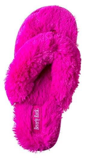 Beverly Rock Woman's New Plush Satin Spa Thong Slipper in 4 Beautiful Colors