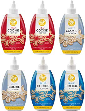 Wilton Patriotic Red, White and Blue Cookie Icing Decorating Set for Patriotic or Team Color Treats, 6-Piece