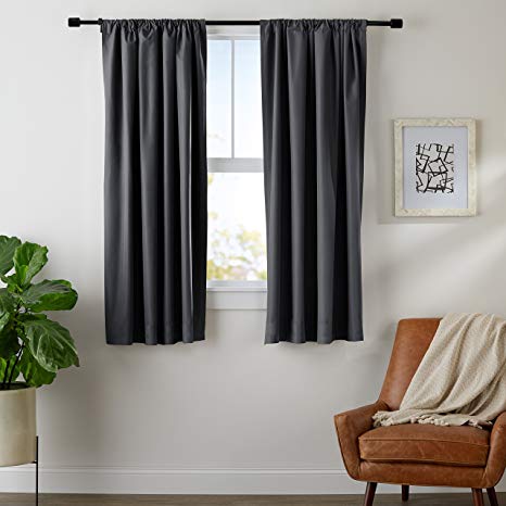 AmazonBasics Blackout Curtain Set - 42" x 63", Black