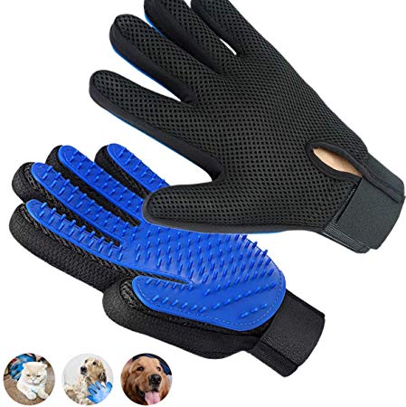 Pet Grooming Glove, Upgrade Premium Version Pet Hair Remover Glove, Enhanced Five Finger Design and The Softness of The Brush Head, Perfect for Dogs & Cats with Long & Short Fur - 1 Pair