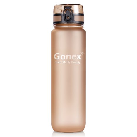 Gonex Sports Tritan Water Bottle 32oz 1000ml, Flip Top Lid, Opens With 1-Click, Eco Friendly BPA-Free Plastic for Gym, Yoga, Running, Outdoors, Cycling, and Camping