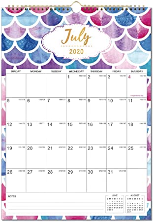 Calendar 2020-2021 - 18 Monthly Wall Calendar, Jul. 2020 - Dec. 2021, 12" x 17", Twin-Wire Binding, Large Blocks with Julian Dates, Perfect for Planning and Organizing Your Home and Office