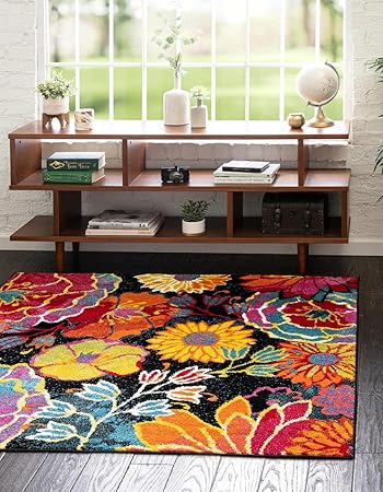 Unique Loom Lyon Collection Area Rug - Kennedy (7' 10" Square, Black/ Green)