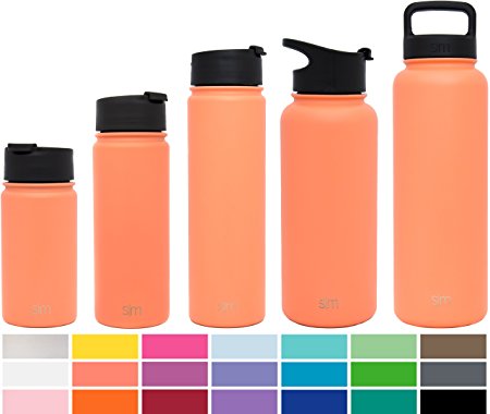 Simple Modern Summit Water Bottle   Extra Lid - Vacuum Insulated 18/8 Stainless Steel Powder Coated - 6 Sizes, 22 Colors