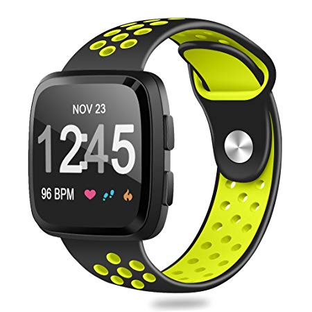 Humenn Bands Compatible for Fitbit Versa, Accessory Breathable Sport Bands Air Holes Compatible Fitbit Versa Smartwatch