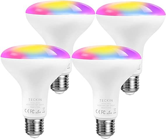 Smart LED Bulb 100W WiFi Smart Light Bulbs, TECKIN BR30 E27 1300LM RGBCW Multicolor Dimmable 13W, Compatible with Alexa Google Home, IFTTT, 2900K-6000K, Intelligent Control 4 Pack