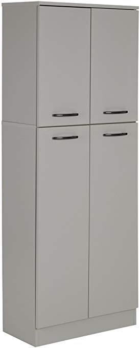 South Shore 4-Door Storage Pantry with Adjustable Shelves, Soft Gray