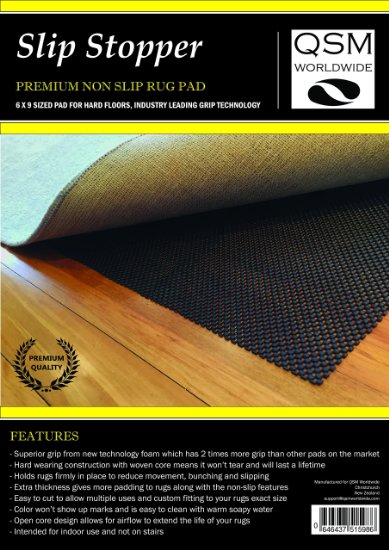 Premium 6' x 9' Non Slip Rug Pad. Stop Slipping with this Large Black Mat made from a New Foam for Superior Grip to Reduce Rugs Skid on Hard Floors. Provides Nonslip & Padding which Felt Pads Don't