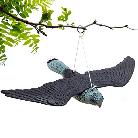 Premium Bird Repellent Fake Flying Hawk Decoy By BriteNway – Hanging Lifelike Predator Scarecrow Diverter With Wings For Easier Storage – For Birds, Mice, Squirrels, Rabbits & Other Birds Or Rodents