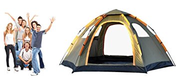 TuTu Outdoors 6-8 Person Super Big Tent for Sale , 3 Second Automatic Easy Set-up, Easy Fold, Rain Proof, Anti-UV,2 Doors 4 Windows w/ Net, Durable,for Camping Hiking Beach Party Family