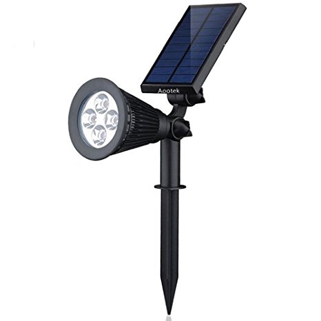 Solar Spotlights,Aootek 2-in-1 Waterproof Adjustable 4 LED Wall / Landscape Solar Lights with Automatic On/Off Sensor for Driveway, Yard, Lawn, Pathway, Garden (1)
