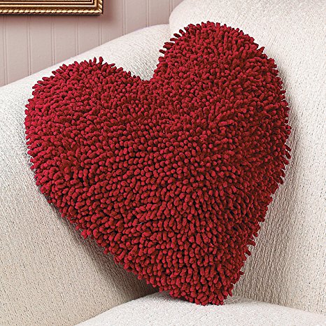 KNLSTORE Red Heart Chenille Toss Pillow Romantic Home Bedroom Sofa Chair Soft Cuddle Plush Cushion V-day Decor Accent Valentine's Day Gift Decoration