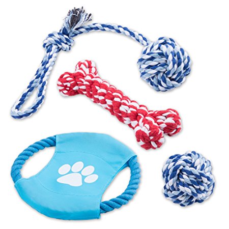 Intcrown Dog Rope Toys Puppy Chew Toys for Small and Medium Dogs 4 Pack