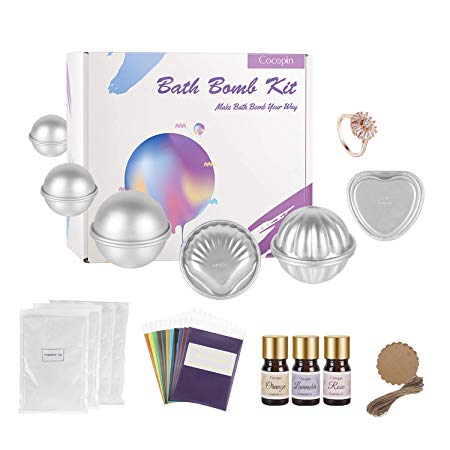 Bath Bomb Making Kit, Complete Set with 6 Molds, 12 Color Mica Powder, 1 Bath Bomb Ring, 78 Pieces Set, Gift for Teens and Women