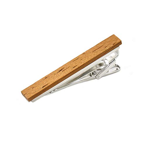 Merit Ocean Smart Men's Wood Tie Clip Natural Tie Bar 2.1 Inch in Gift Box
