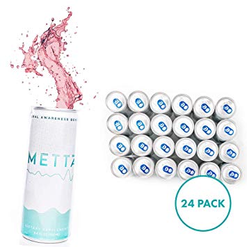 METTA Natural Energy Drink Alternative - Low-Calorie Caffeine-Free Health Drink to Elevate Physical and Mental Performance - Contains a Natural Blend of Active Adaptogens - Refined Sugar Free -24 Pack