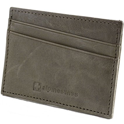 Alpine Swiss Alpine Swiss Front Pocket Wallet Minimalist Super Thin 5 Card Wallet Genuine Leather