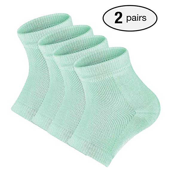 2 Pairs Soft Moisturizing Gel Heel Socks, Ventilate Open Toe Socks for Dry Hard Cracked Skin Moisturizing Day Night Care Skin
