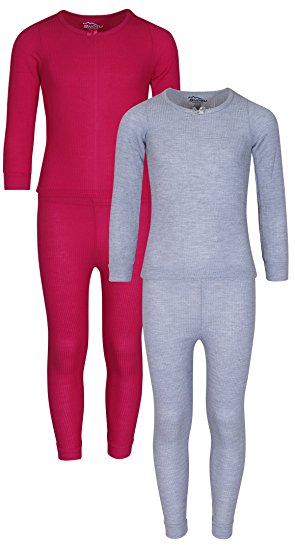Snozu Girl's 2-Pack Thermal Warm Underwear Top and Pant Set