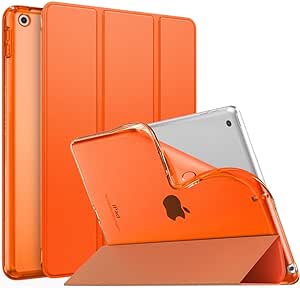 MoKo Case for iPad 10.2 iPad 9th Generation 2021/ iPad 8th Generation 2020/ iPad 7th Gen 2019, Soft Frosted Back Cover Slim Shell Case with Stand for iPad 10.2 inch,Auto Wake/Sleep, Orange