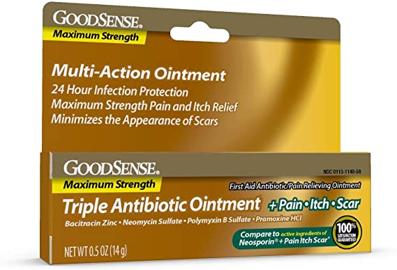 GoodSense Triple Antibiotic Pain   Scar Ointment for Minor Cuts, Scrapes and Burns, 0.5 Ounce