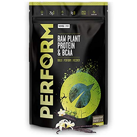 Vivo Life Perform - Raw Vegan Madagascan Vanilla Protein Powder | Pea & Hemp Protein Blend with BCAA | Gluten & Soy Free Protein Shake (936 Gram) | 26 Servings