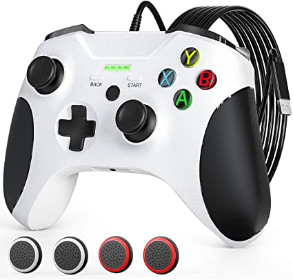Wired Controller for Xbox One, JORREP 6.6ft Wired Controller Pro with Audio Jack, Vibration Feedback, Wired Gamepad for Xbox One S/One X, Windows 7/8/10