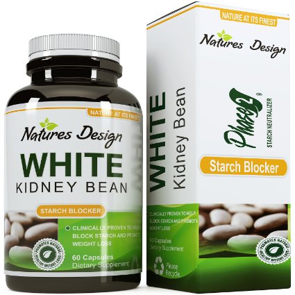 Pure White Kidney Bean Extract- 100% Effective and Optimized for Weight Loss - Carb Blocker and Prevents Fat From Forming - USA Made By Natures Design