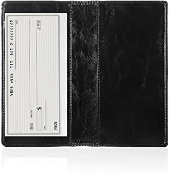 Leather Checkbook Cover Holder with Free Divider-Right and Left Handed Design Checkbook Cover Case for Men&Women